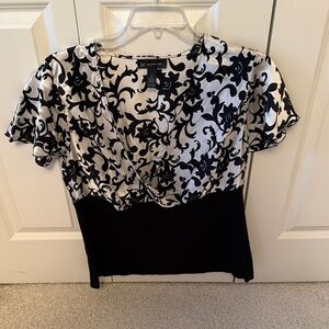 INC International Concepts Black and White Patterned Blouse